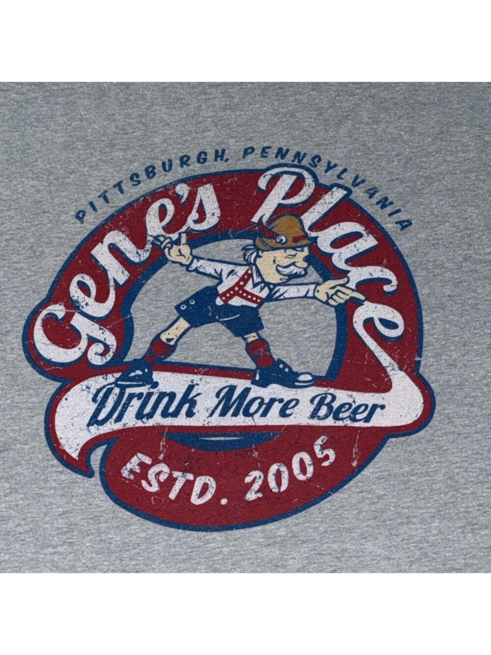 Dive Bar Shirt Club-Gene's Place-Pittsburgh, PA-Mens T-Shirt-XL-Gray-GUC - Picture 2 of 4